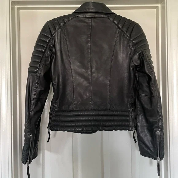 All Saints Quilted Leather Biker Jacket - Picture 3 of 7